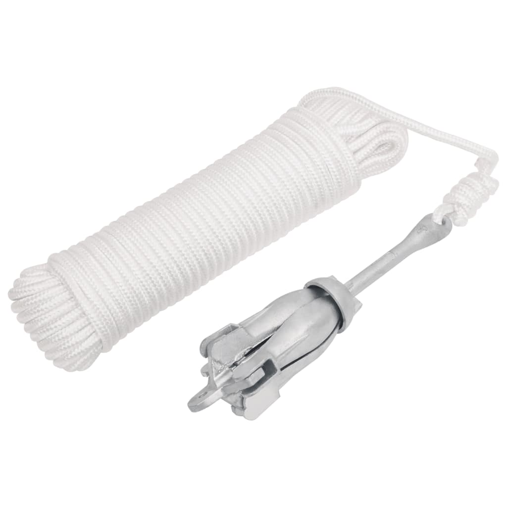 Vidaxx ancre avec corde pliable 1,5 kg en fer forgé couleur argent