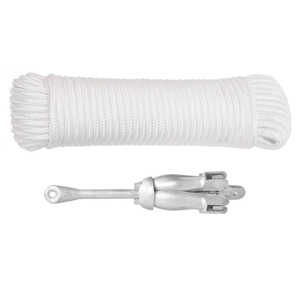 Vidaxx ancre avec corde pliable 1,5 kg en fer forgé couleur argent