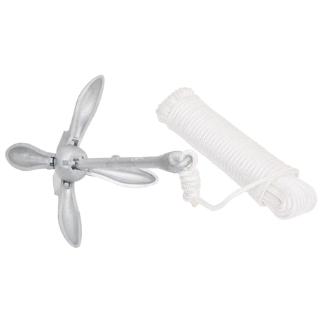 Vidaxx ancre avec corde pliable 1,5 kg en fer forgé couleur argent
