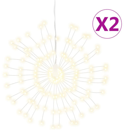 VidaXL lumières de Noël feux d'artifice 2 pcs 140 LED blanc chaud 17 cm