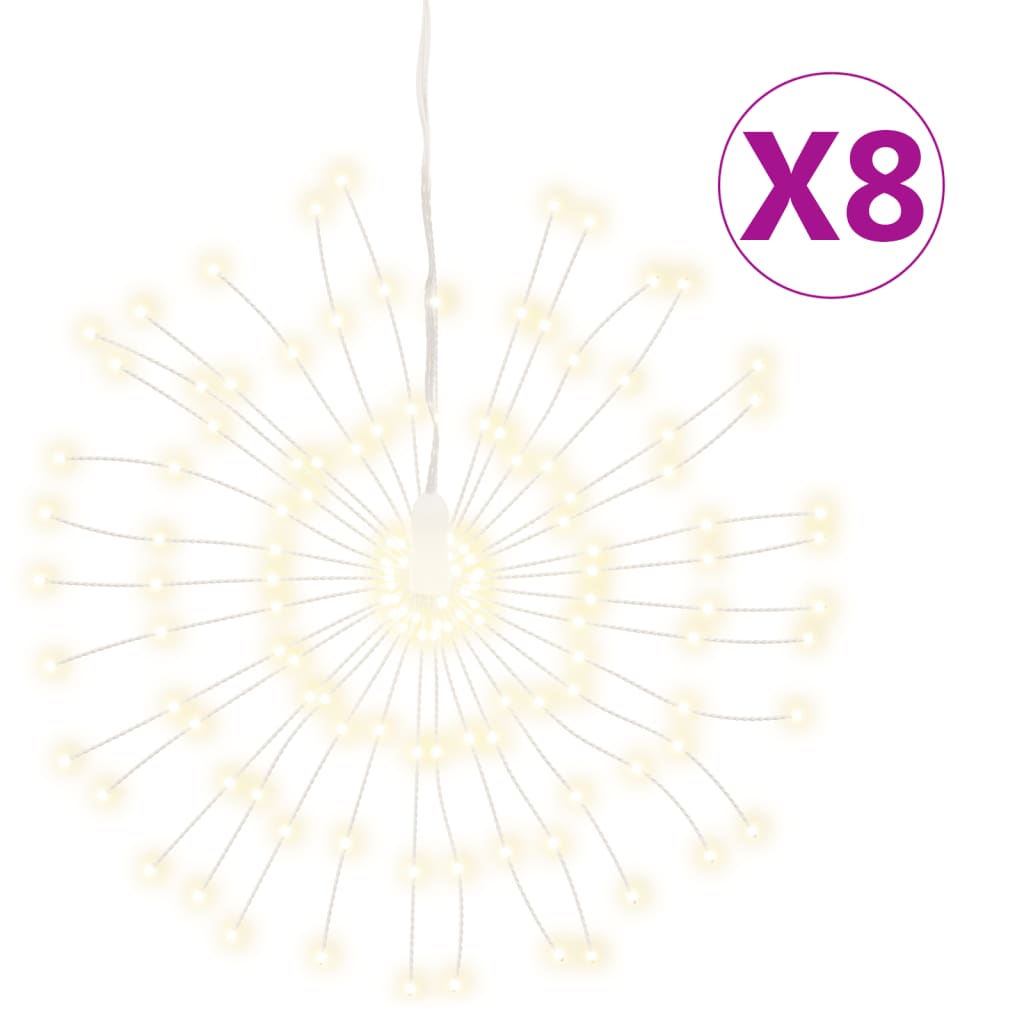 VidaXL lumières de Noël feux d'artifice 8 pcs 140 LED blanc chaud 17 cm