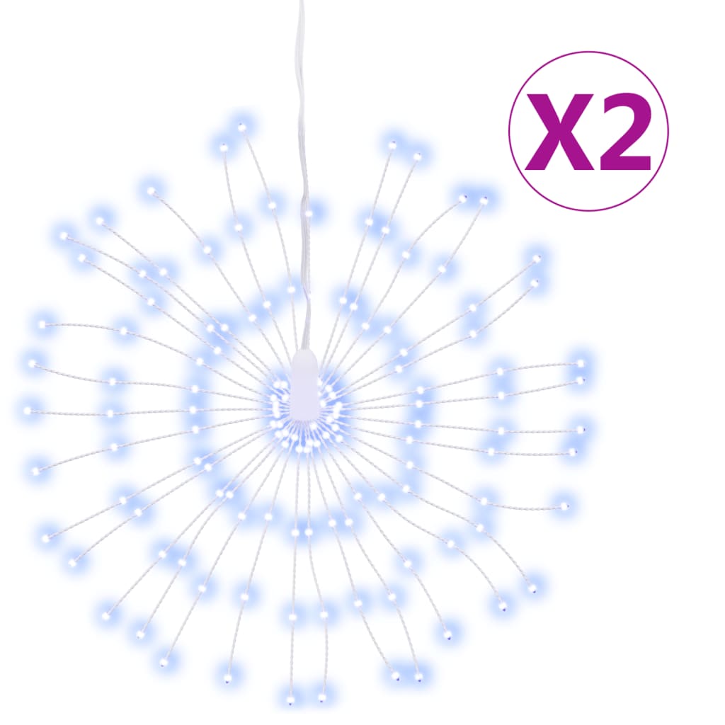 VidaXL feux d'artifice de lumières de Noël 2 pcs 140 LED blanc froid 17 cm