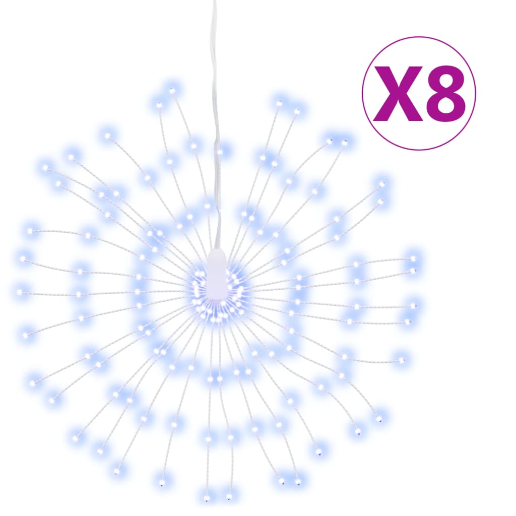 VidaXL lumières de Noël feux d'artifice 8 pcs 140 LED blanc froid 17 cm