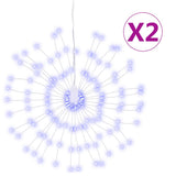 VidaXL feux d'artifice de lumières de Noël 2 pcs 140 LED bleues 17 cm