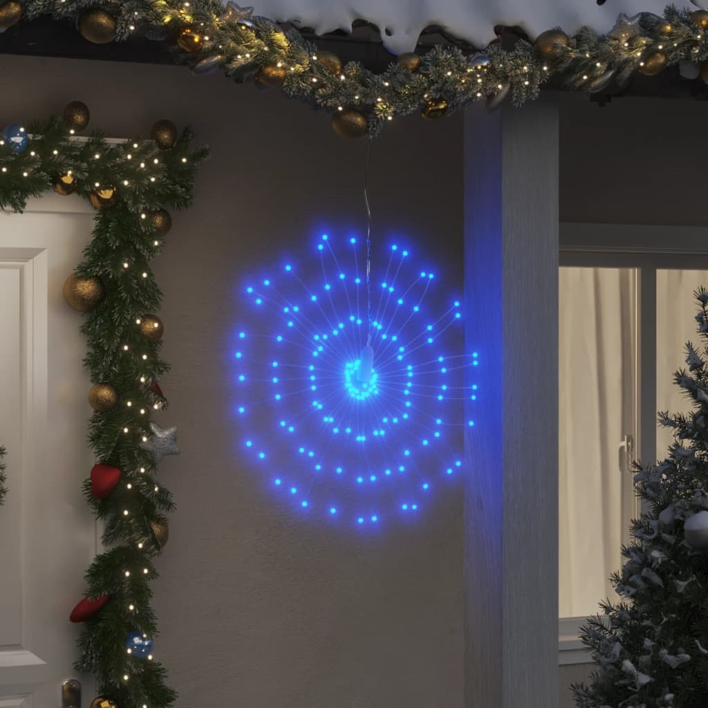 VidaXL feux d'artifice de lumières de Noël 2 pcs 140 LED bleues 17 cm