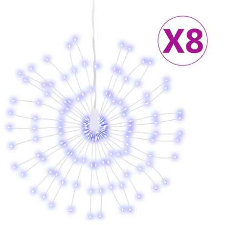 VidaXL lumières de Noël feux d'artifice 8 pcs 140 LED bleues 17 cm