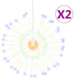 VidaXL feux d'artifice de lumières de Noël 2 pcs 140 LED multicolores 17 cm