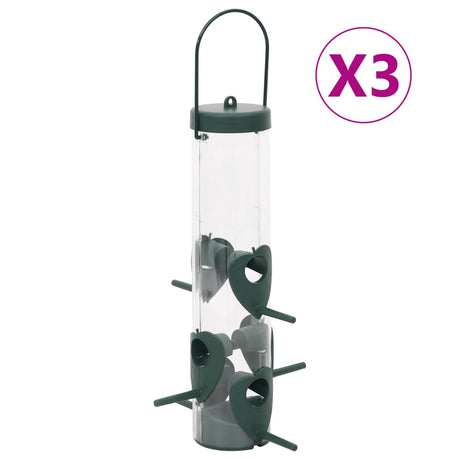 VidaXL mangeoires à oiseaux 3 pcs 17x17x32 cm vert foncé