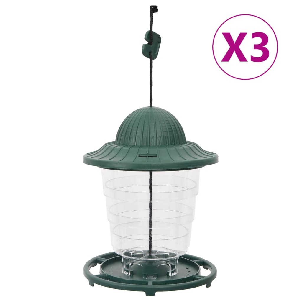 VidaXL mangeoires à oiseaux 3 pcs 13x13x17 cm vert foncé