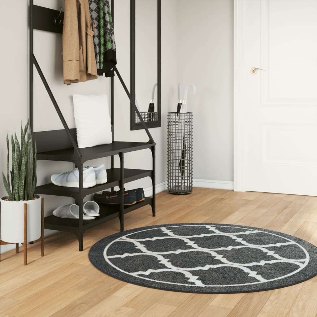 Vidaxl rug washable anti-slip Ø 120 cm black and white