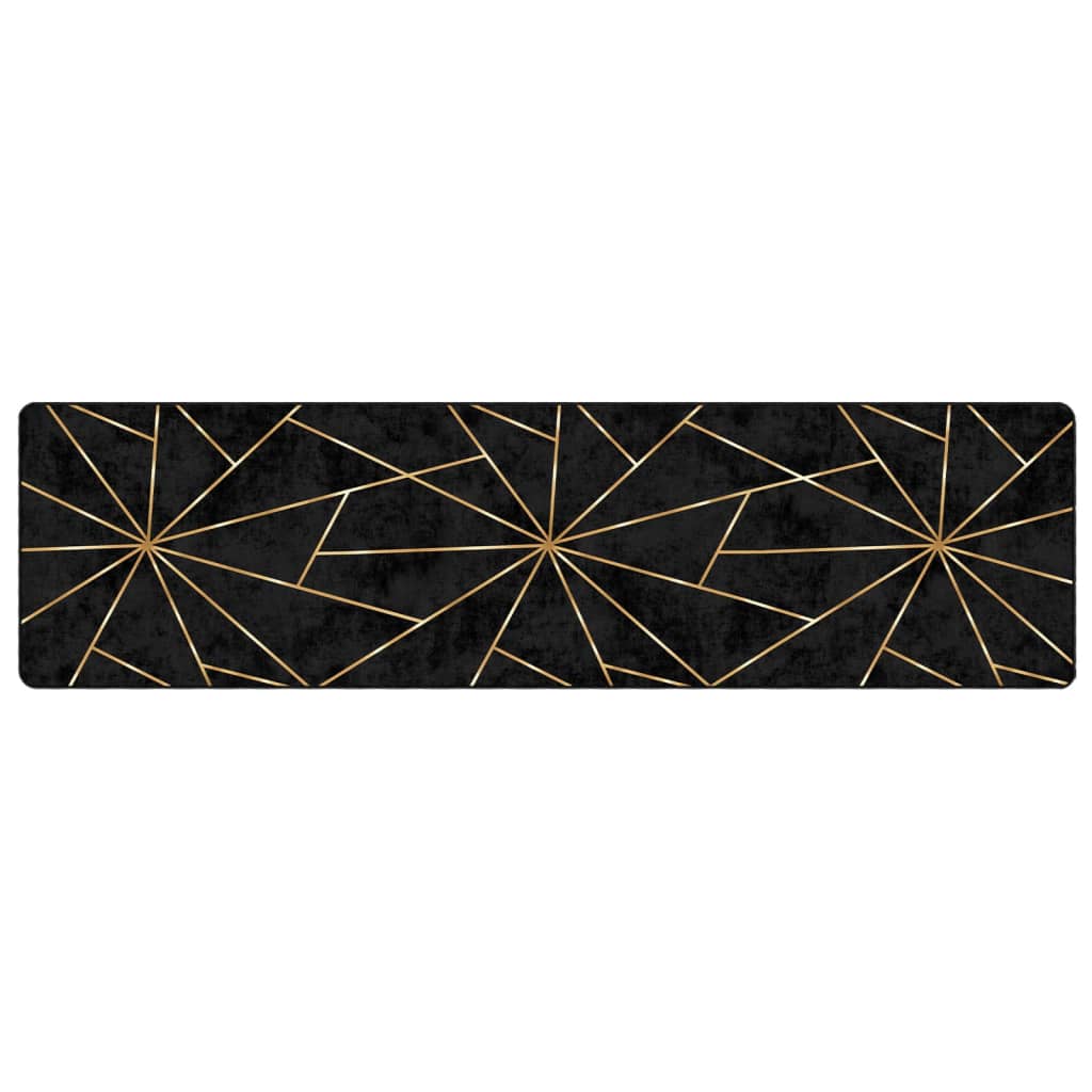 Vidaxl RUG LAVABLE ANTI-SLIP 80x300 cm de color negro y dorado