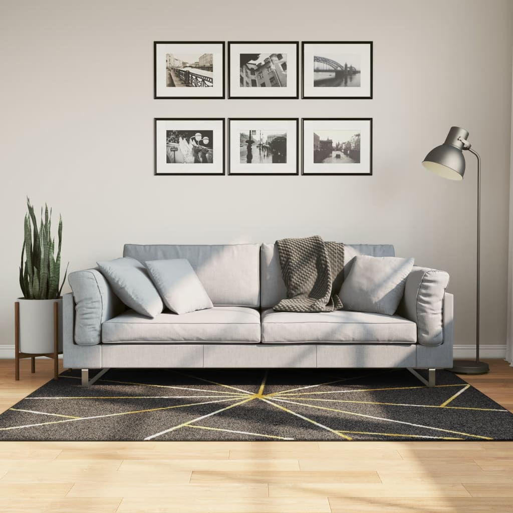 Vidaxx tapis lavable antidérapant 120x180 cm noir et or