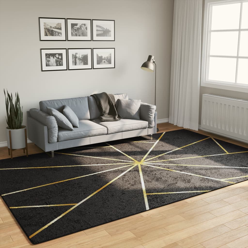 Tappeto vidaxl lavabile antiscivolo 190x300 cm di colore nero e oro