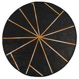 Vidaxl tapis antidérapant lavable ø 120 cm noir et or