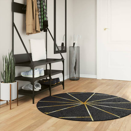 Vidaxl tapis antidérapant lavable ø 120 cm noir et or