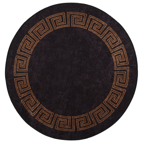 Vidaxl tapis antidérapant lavable ø 200 cm noir et or