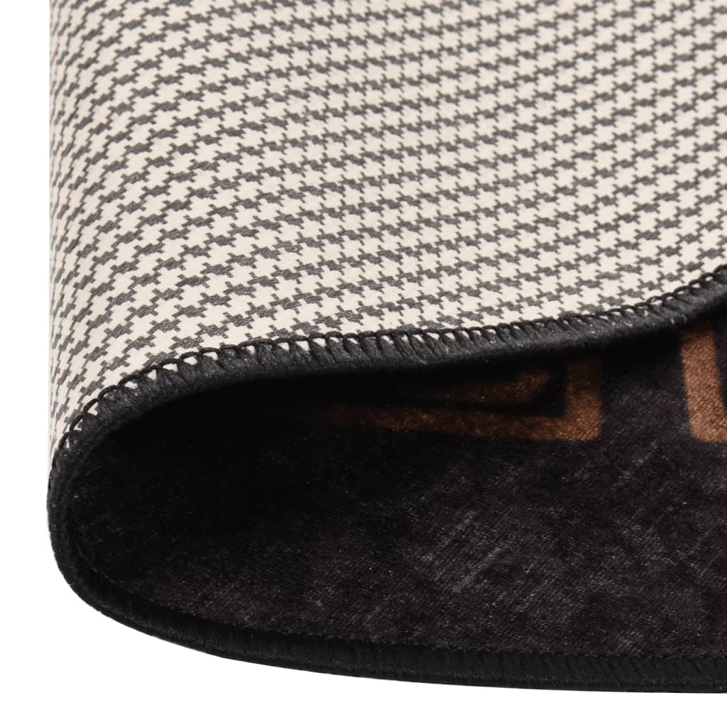 Vidaxl tapis antidérapant lavable ø 200 cm noir et or