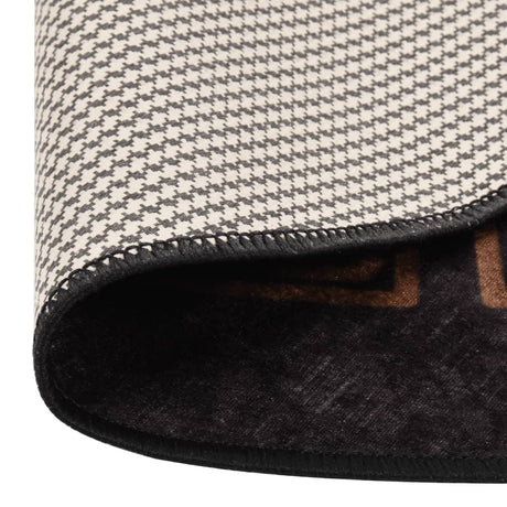 Vidaxl tapis antidérapant lavable ø 200 cm noir et or