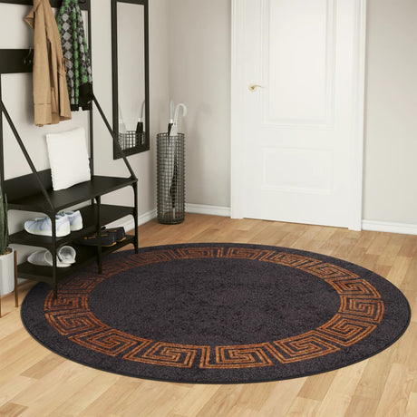 Vidaxl tapis antidérapant lavable ø 200 cm noir et or