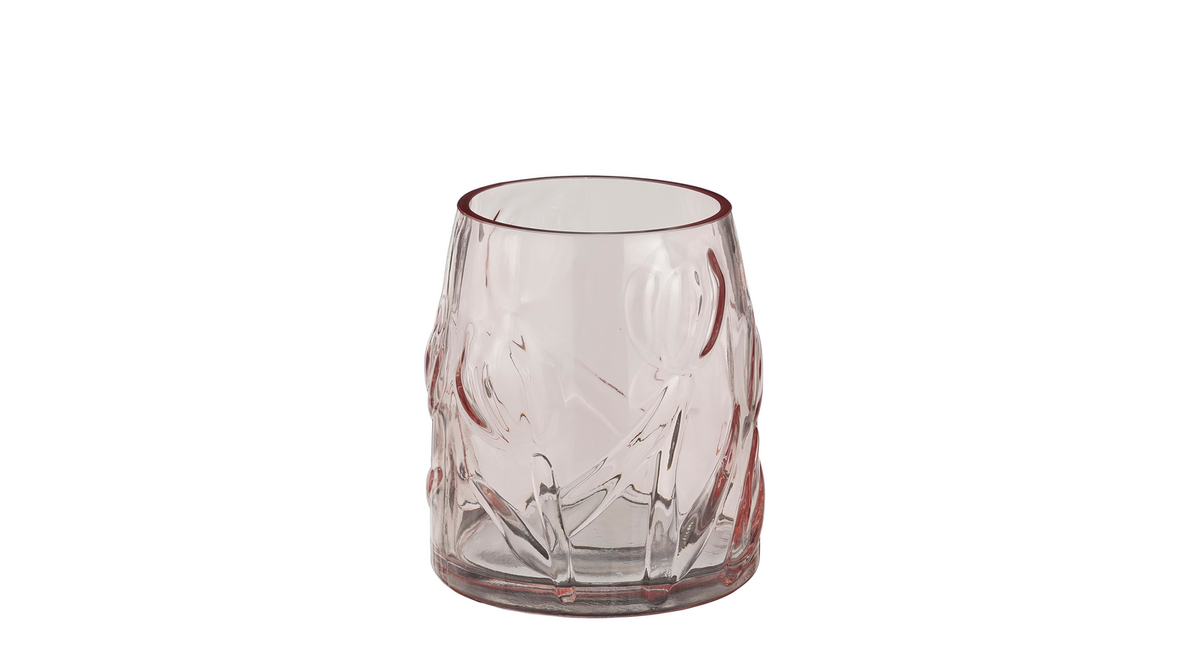 Yvette vaas glas roze - h15xd13,5cm