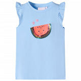 VidaXL Chemise enfant avec volants sur les manches 92 bleu clair