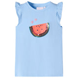 VidaXL Chemise enfant avec volants sur les manches 116 bleu clair