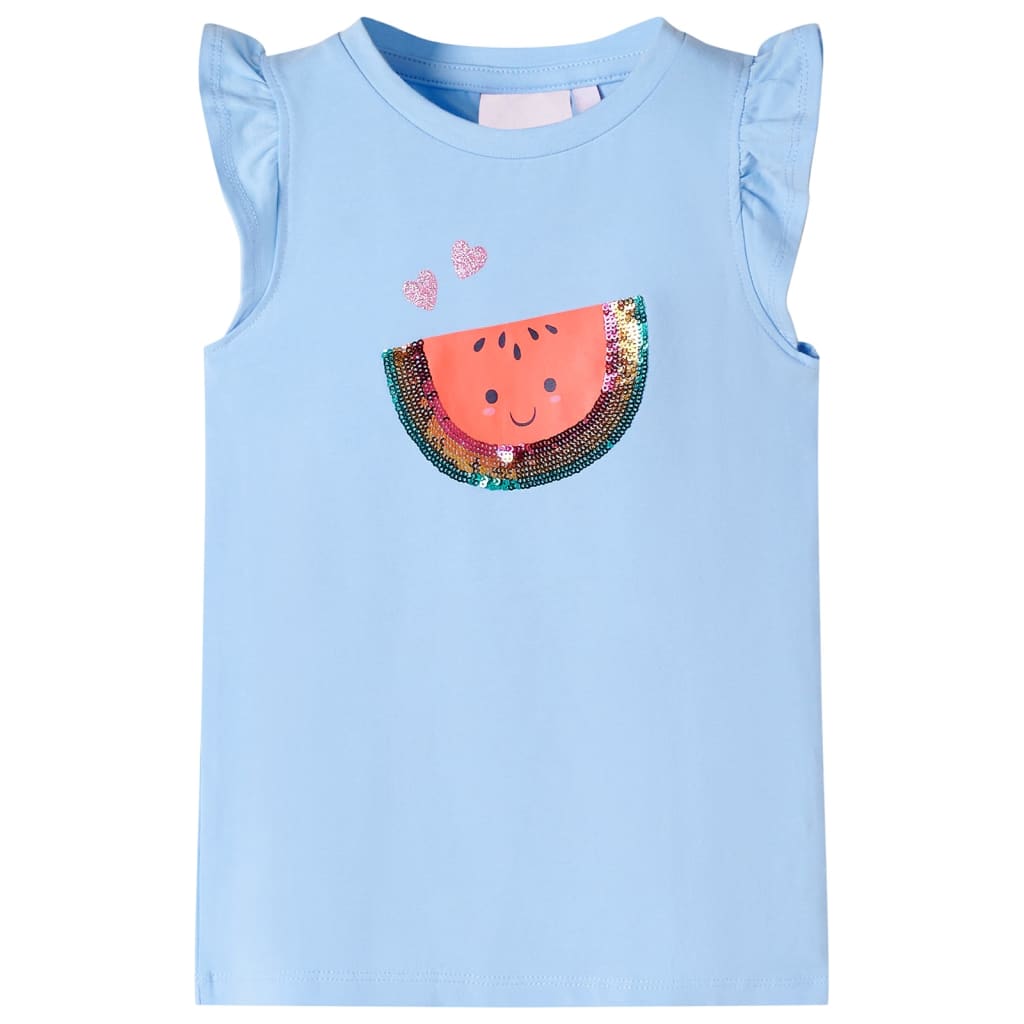 VidaXL Chemise enfant avec volants sur les manches 140 bleu clair
