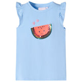 VidaXL Chemise enfant avec volants sur les manches 140 bleu clair