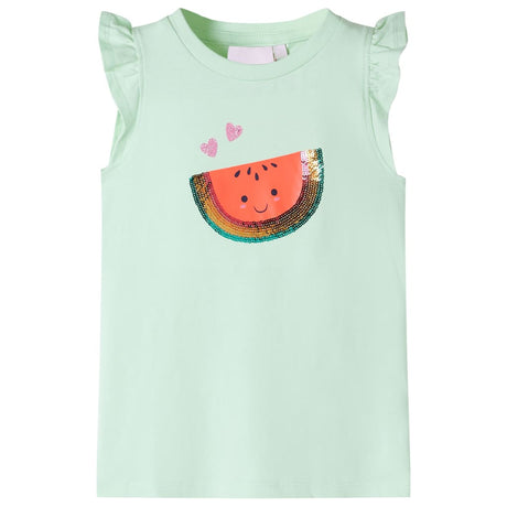 VidaXL Chemise enfant avec volants sur les manches 128 vert tendre