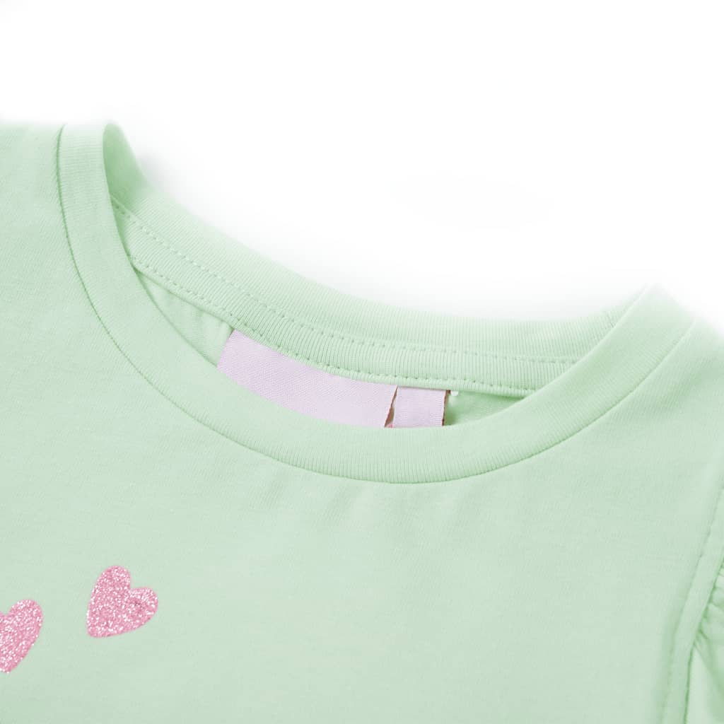 VidaXL Chemise enfant avec volants sur les manches 128 vert tendre