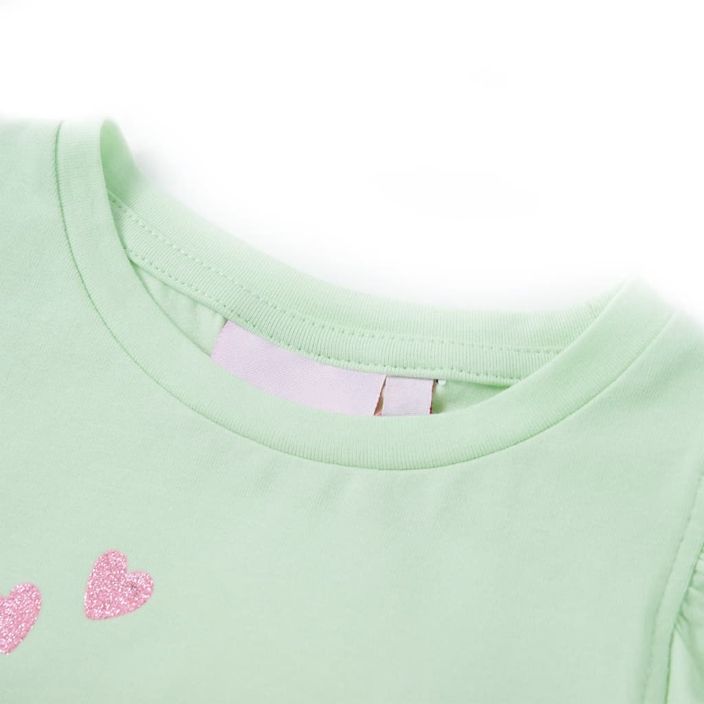 VidaXL Chemise enfant avec volants sur les manches 140 vert tendre