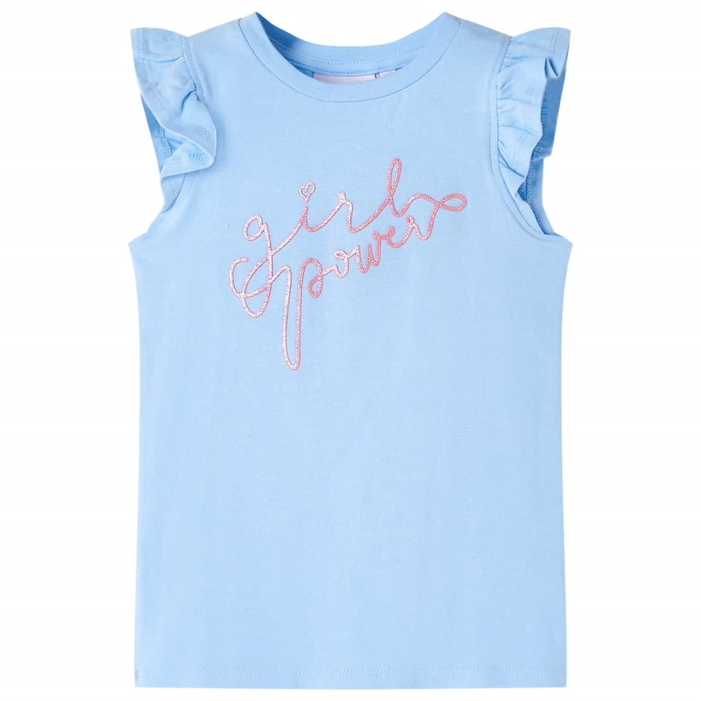 VidaXL Chemise enfant avec volants sur les manches 92 bleu clair