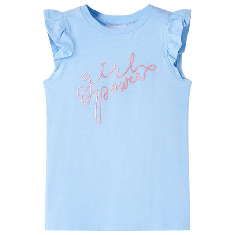 VidaXL Chemise enfant avec volants sur les manches 140 bleu clair
