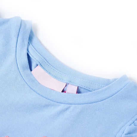 VidaXL Chemise enfant avec volants sur les manches 140 bleu clair