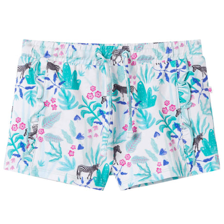VidaXL Children's shorts with drawstring 140 ecru and dark mint