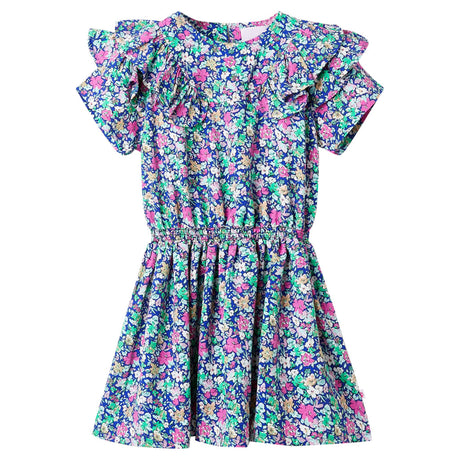 VidaXL robe enfant à manches volantes 140 bleu cobalt