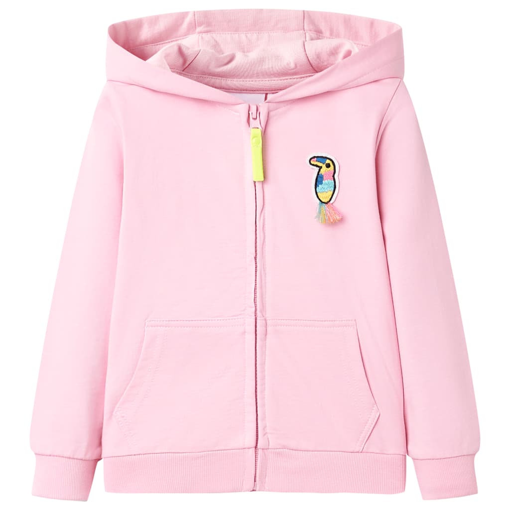 VidaXL Cardigan enfant avec capuche et fermeture éclair 128 rose vif