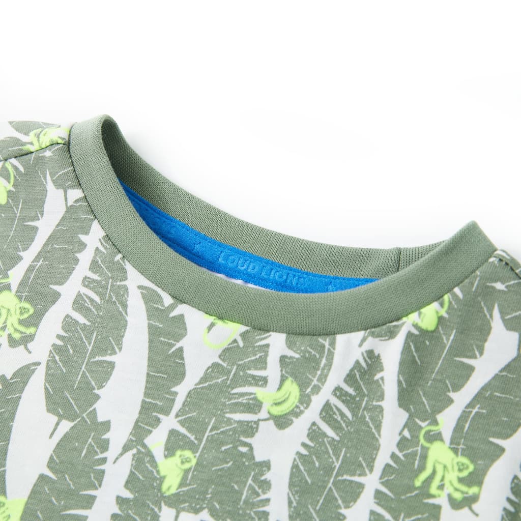 VidaXL Chemise enfant 104 écru et vert lierre foncé