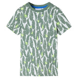 VidaXL Chemise enfant 116 écru et vert lierre foncé
