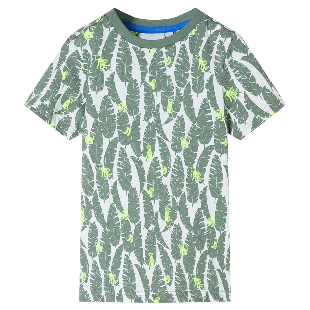 VidaXL Chemise enfant 140 écru et vert lierre foncé