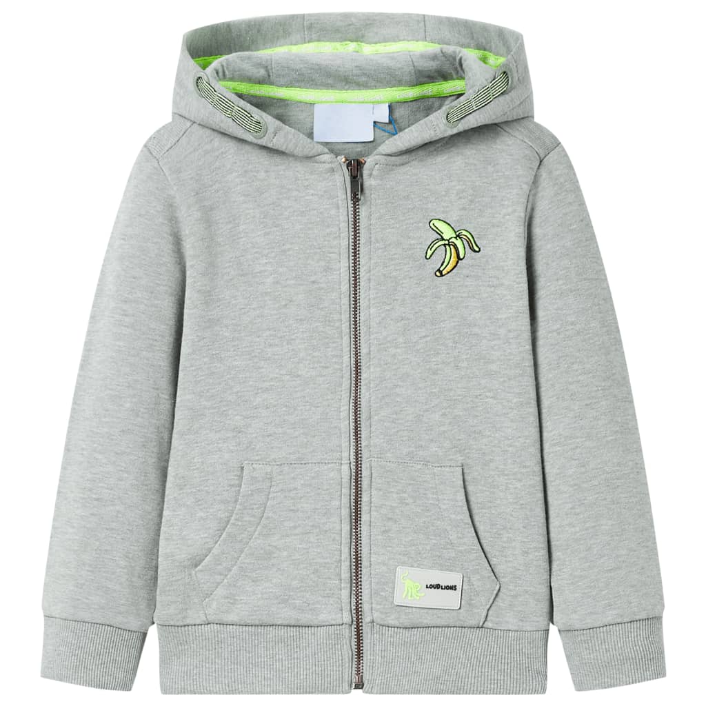 VidaXL Cardigan enfant avec capuche et fermeture éclair 92 kaki clair mélangé