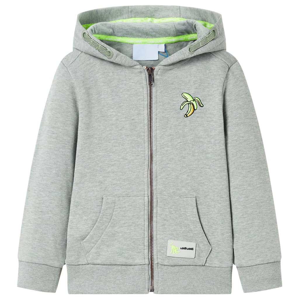 VidaXL Cardigan enfant avec capuche et fermeture éclair 104 kaki clair mélange