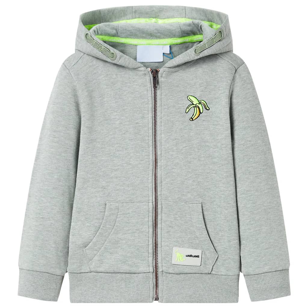 VidaXL Cardigan enfant avec capuche et fermeture éclair 116 kaki clair mélangé