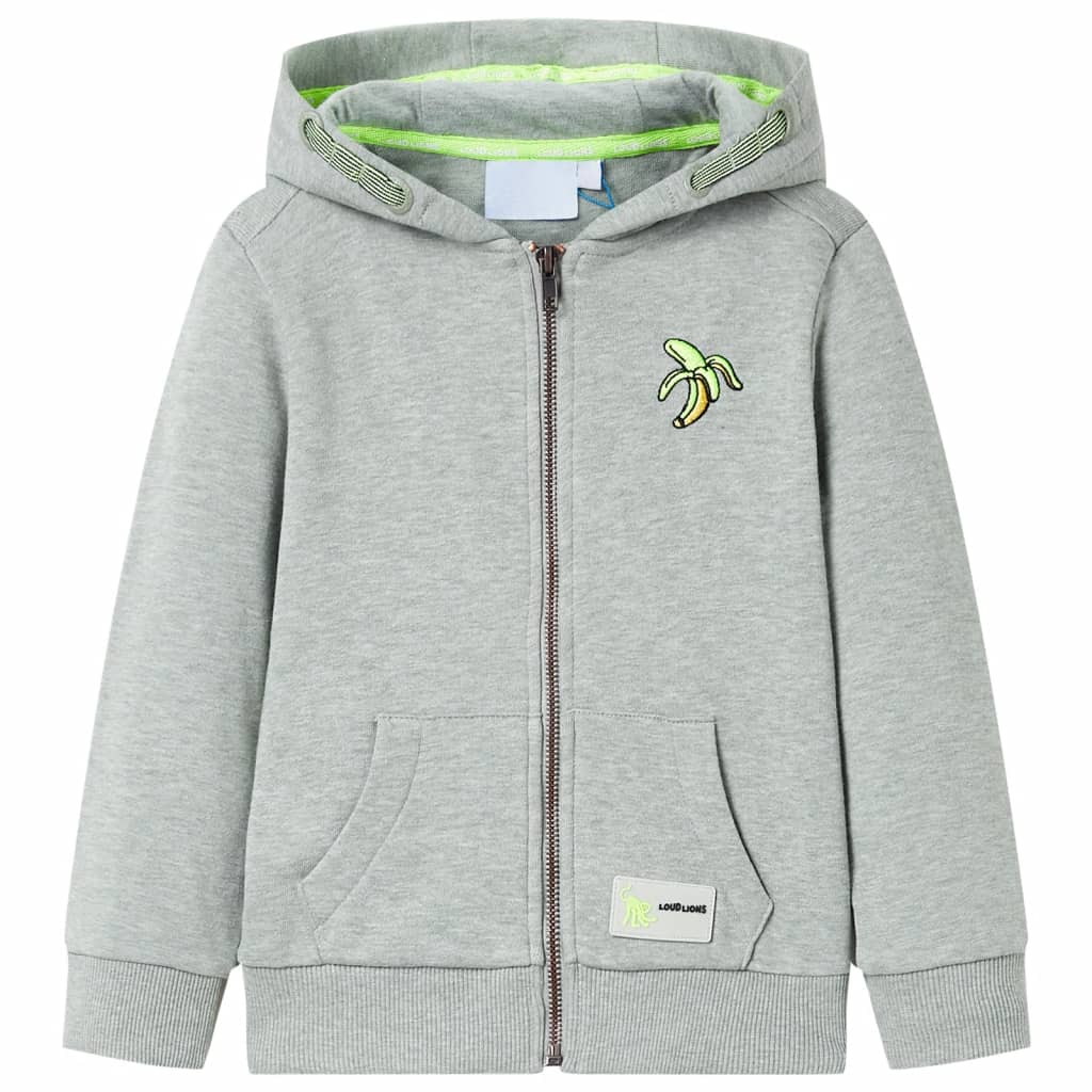 VidaXL Cardigan enfant avec capuche et fermeture éclair 128 kaki clair chiné