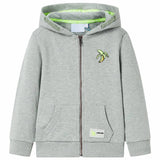 VidaXL Cardigan enfant avec capuche et fermeture éclair 140 kaki clair mélangé