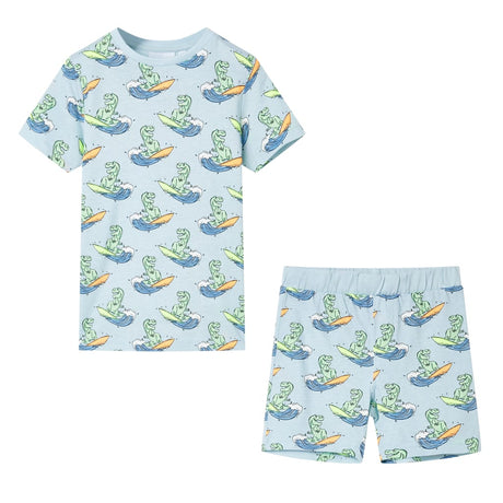 VidaXL Pyjama enfant à manches courtes 116 bleu clair