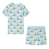 Vidaxl pyjama enfant manches courtes 140 bleu clair