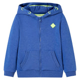 VidaXL Cardigan enfant avec capuche et fermeture éclair 92 bleu mélangé