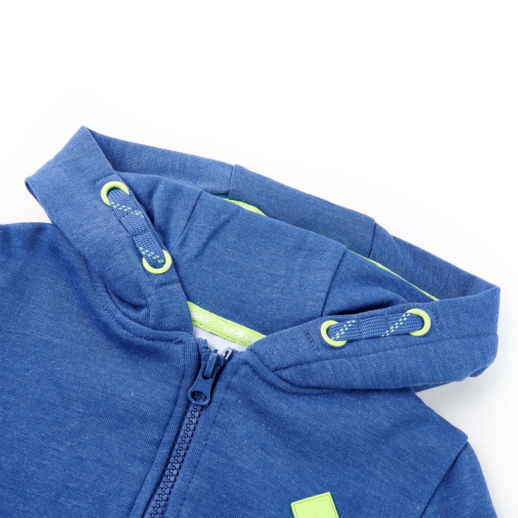 VidaXL Cardigan enfant avec capuche et fermeture éclair 92 bleu mélangé