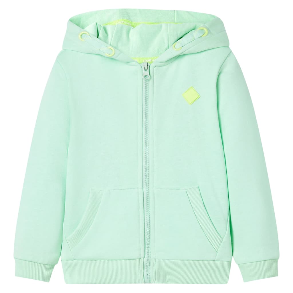 VidaXL Cardigan enfant avec capuche et fermeture éclair 104 vert vif